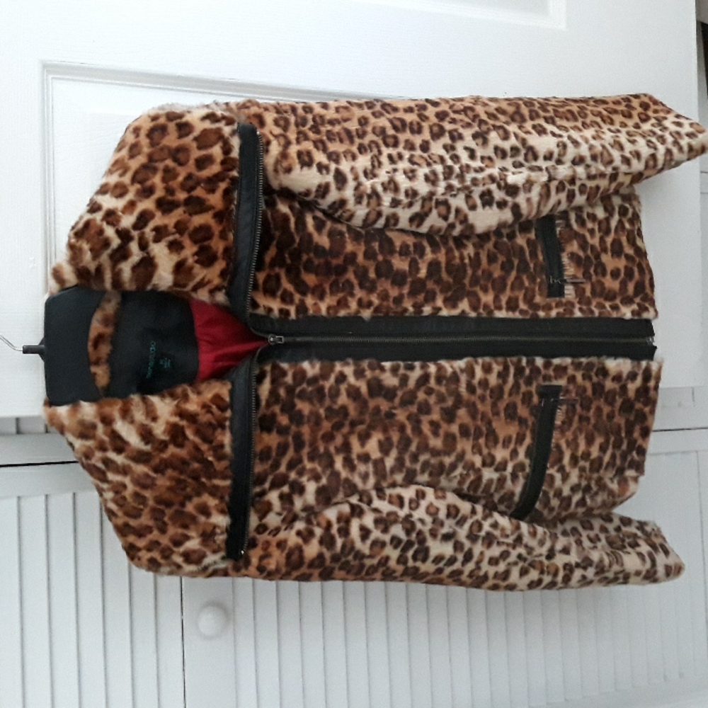 leopard print fur jacket